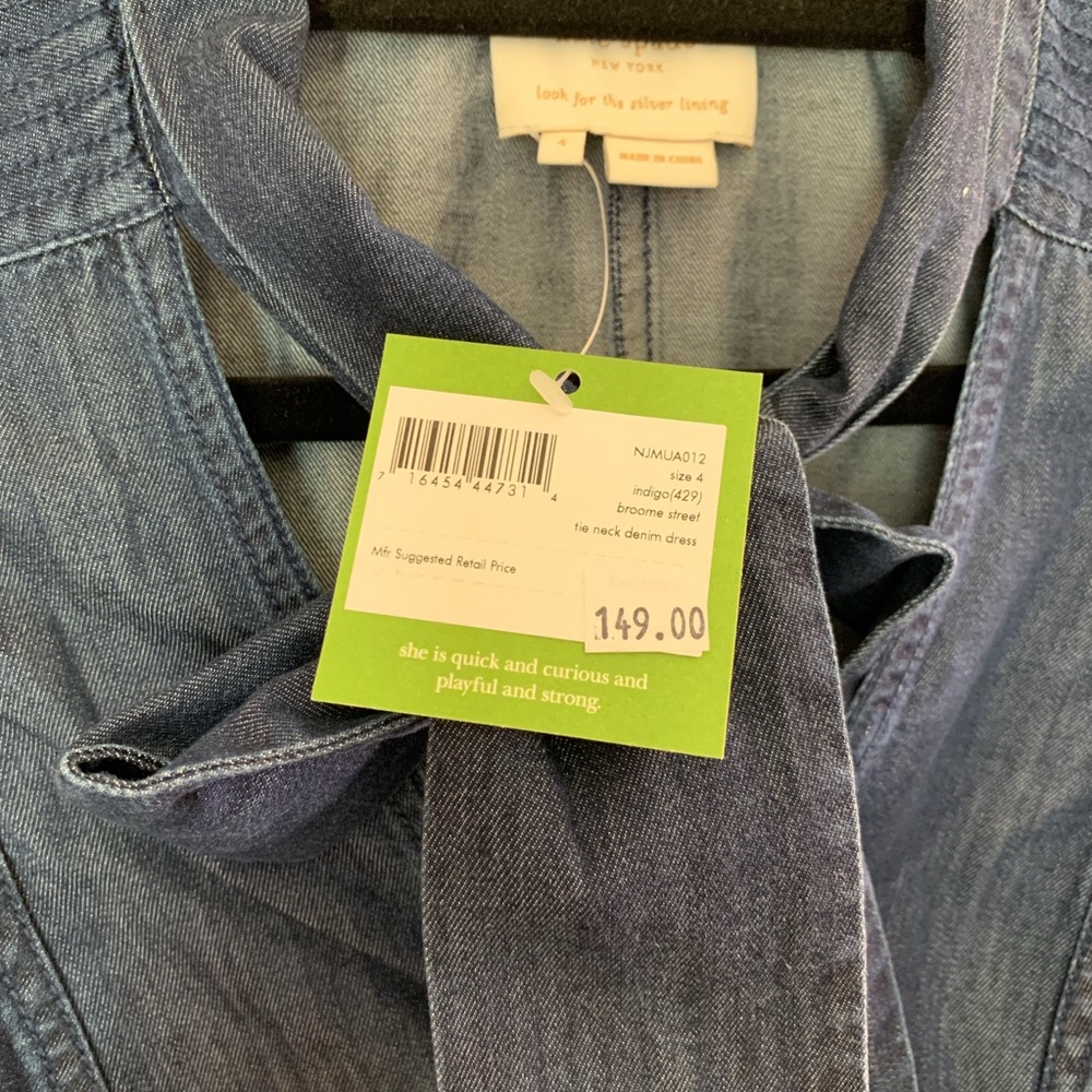 Kate Spade tie-neck denim dress - Picture 4 of 6